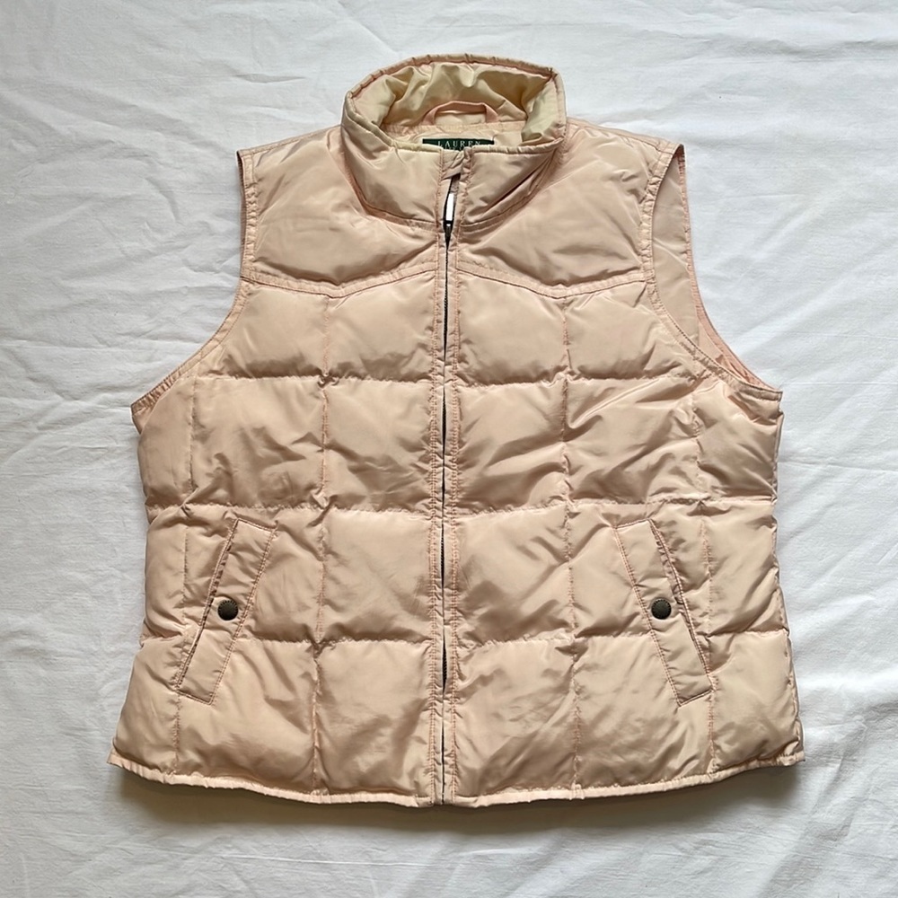 LAUREN RALPH LAUREN PETITE PINK PUFFER VEST SIZE LARGE